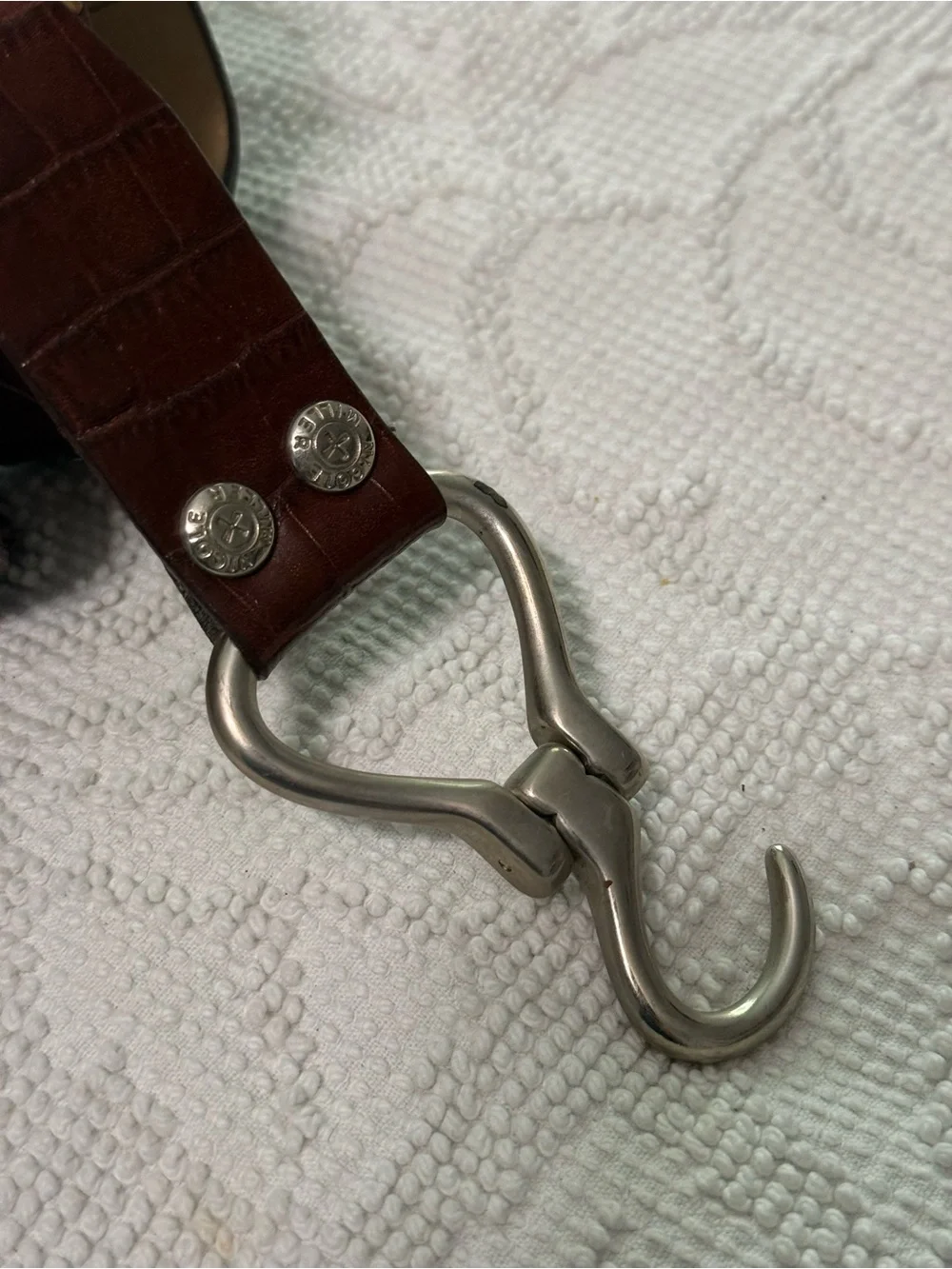 Nicole Miller Braided Brown Leather Belt with Silver Buckle Medium